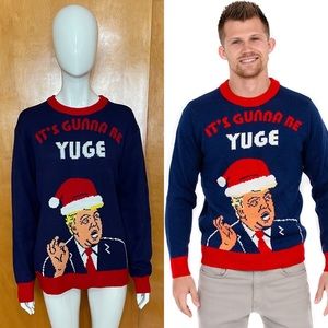 Rare Costume Agent Trump It's Gunna Be Yuge Ugly Christmas Sweater Size Large